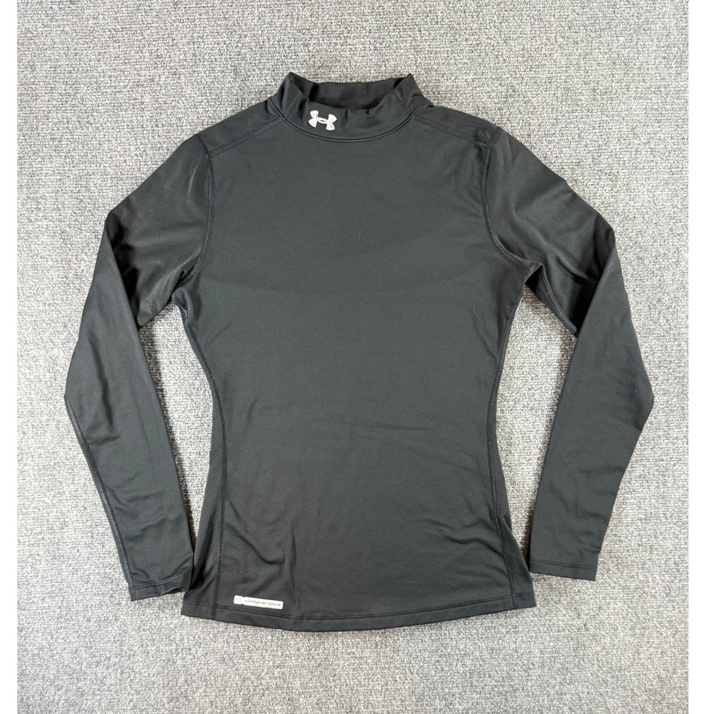 Under Armour Womens ColdGear Mock Neck Fitted Long Sleeve Base Layer Black M